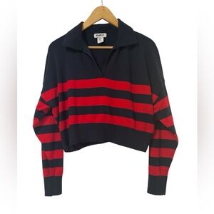 William Rast Navy/Red Stripe LS Top